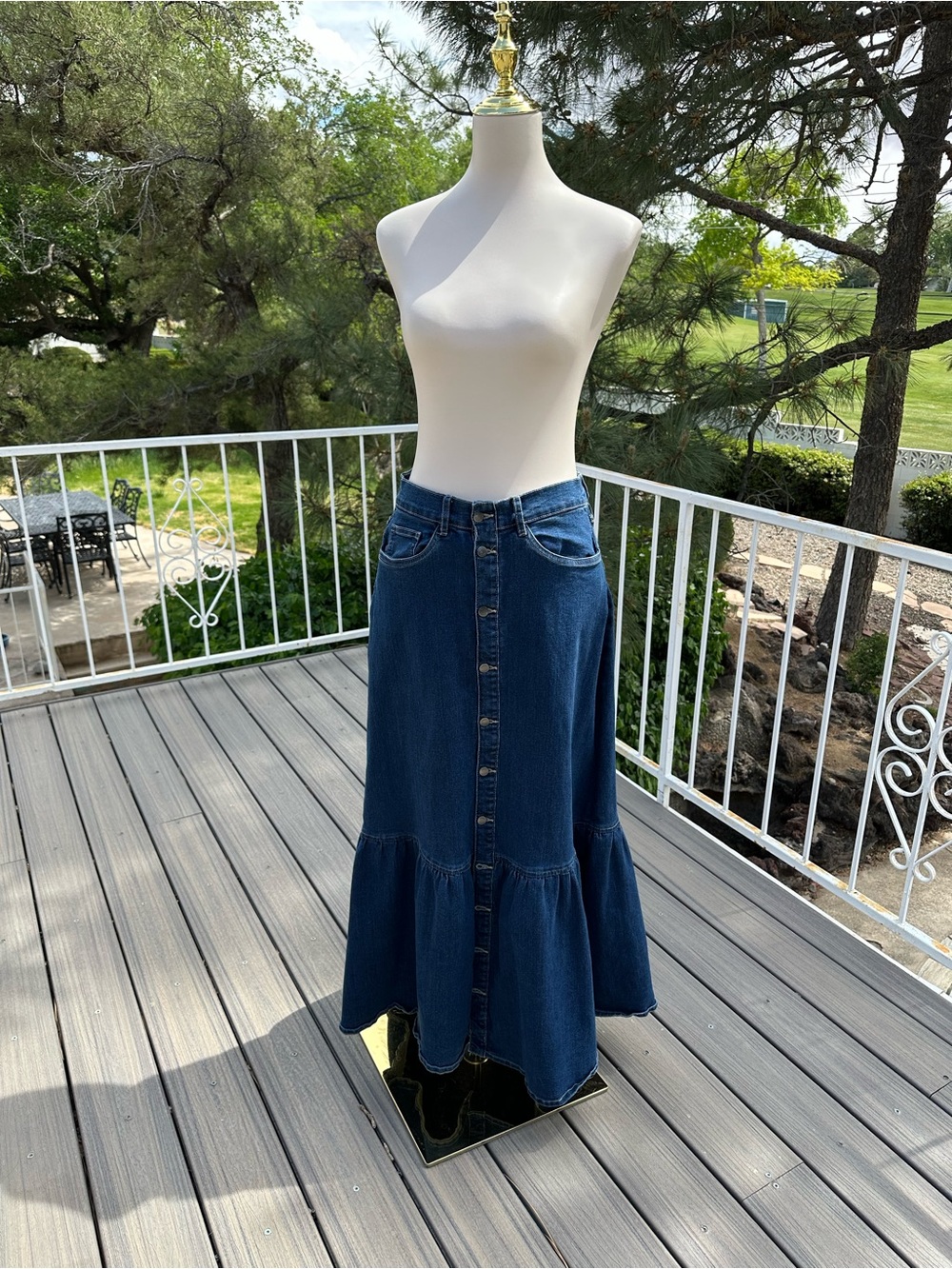 VENUS Dark Blue Button-Front Denim Maxi Skirt size 12